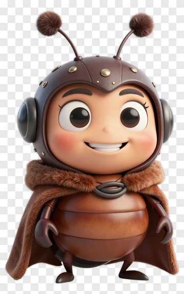 Cartoon Bug Character In A Brown Cloak PNG