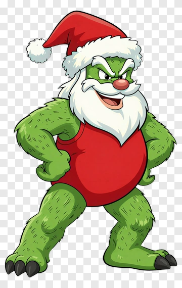 Cartoon Grinch In A Santa Hat PNG