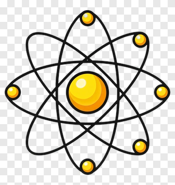 Atom Symbol With Yellow Electrons PNG