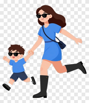 Happy Family Walking Together PNG