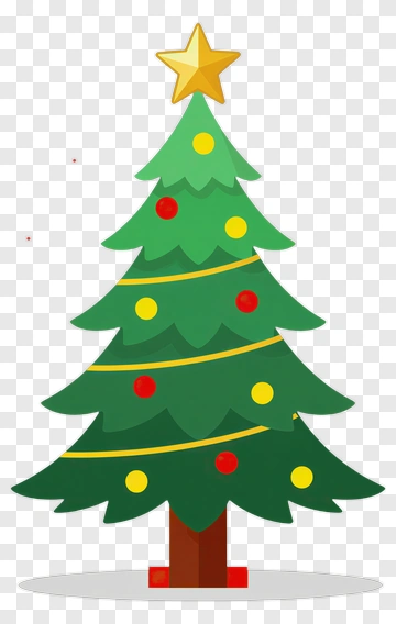 Colorful Christmas Tree With Star And Ornaments PNG
