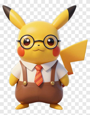 Pikachu Wearing Glasses And A Tie PNG