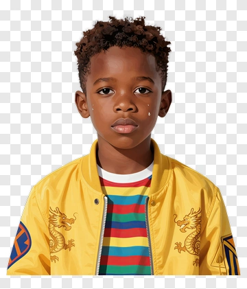 Sad Boy Wearing A Yellow Jacket PNG