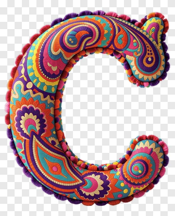 Colorful Embroidered Letter C PNG