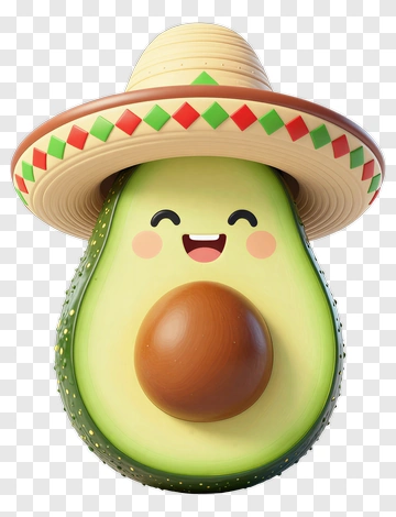 Cartoon Avocado Wearing A Sombrero PNG