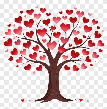 Heart Tree With Red Hearts PNG
