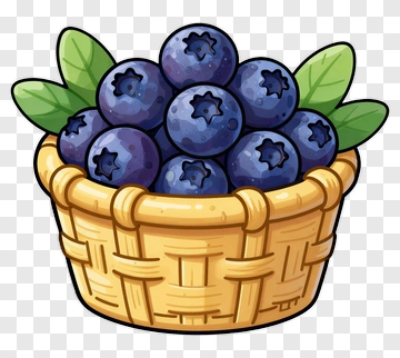 Cartoon Blueberry Basket PNG
