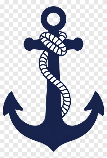 Navy Anchor With Rope Design PNG