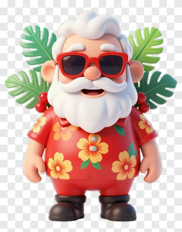 Cartoon Santa Claus In A Hawaiian Shirt PNG