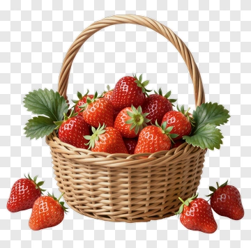 Strawberry Basket Filled With Fresh Strawberries PNG