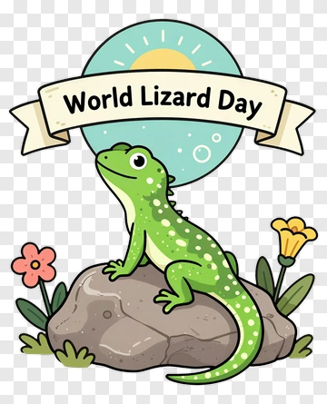Cartoon Lizard Celebrating World Lizard Day PNG