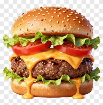 Cheeseburger With Lettuce And Tomato PNG
