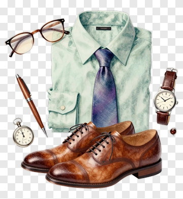 Formal Outfit With Dress Shoes And Accessories PNG