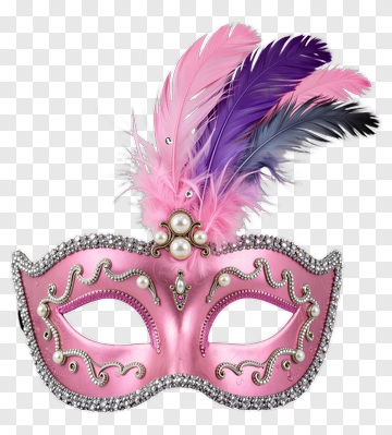 Pink Feathered Masquerade Mask PNG