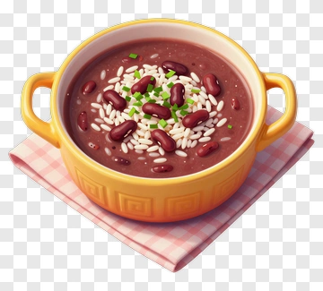 Cartoon Bowl Of Rice And Beans PNG
