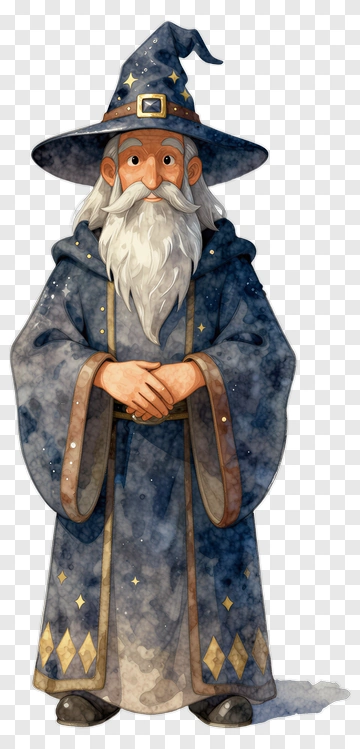 Cartoon Wizard With A Blue Robe PNG