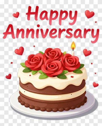 Happy Anniversary Cake With Roses PNG