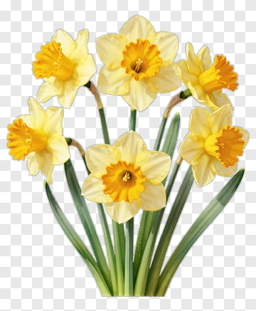 Yellow Daffodil Flower Bouquet PNG
