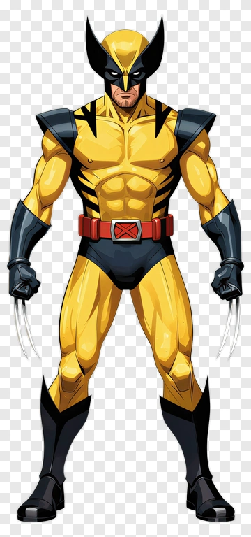 Comic Wolverine Character With Claws PNG