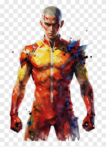 Colorful Watercolor Hero Standing Strong PNG