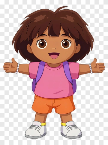 Cartoon Girl With Open Arms PNG