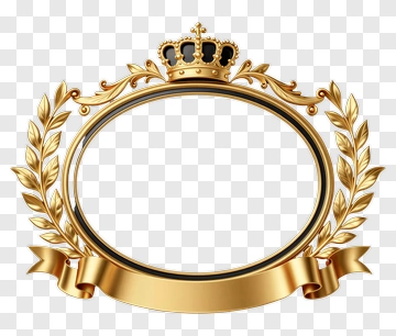 Golden Ornate Frame With Crown And Laurel Leaves PNG