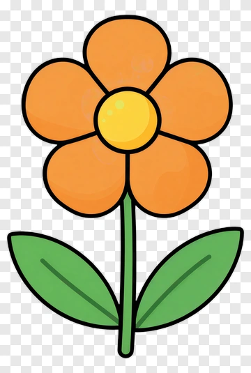 Cartoon Flower With Orange Petals PNG