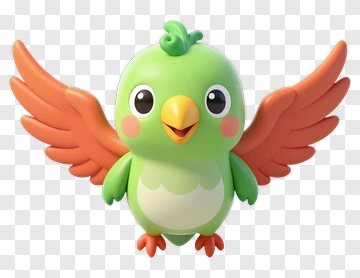 Cartoon Bird With Colorful Wings PNG