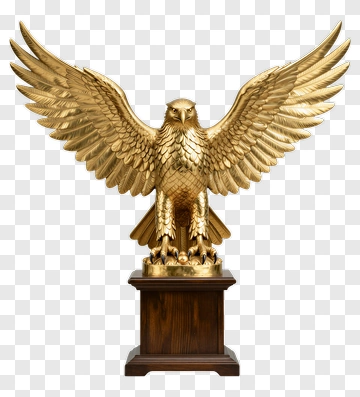 Golden Eagle Sculpture With Outstretched Wings PNG