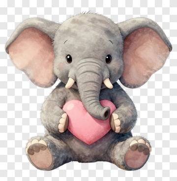 Cute Elephant Holding A Heart PNG