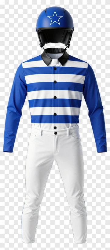 Jockey Uniform With Blue And White Stripes PNG