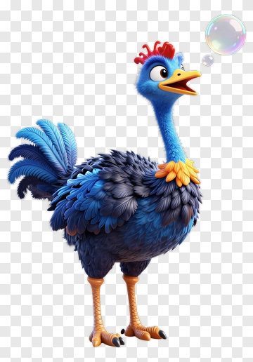 Cartoon Blue Bird With A Bubble PNG