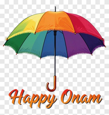 Colorful Umbrella With Happy Onam Greeting PNG