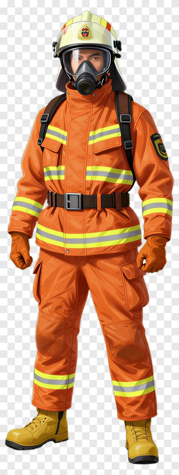 Firefighter In Protective Gear PNG