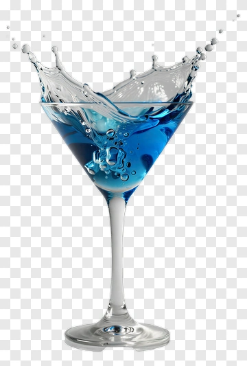 Splashing Blue Drink In A Glass PNG