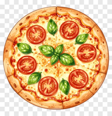 Pizza With Tomato And Basil PNG