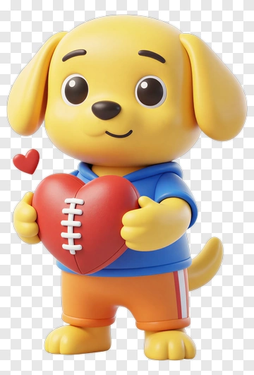 Cartoon Dog Holding A Heart PNG
