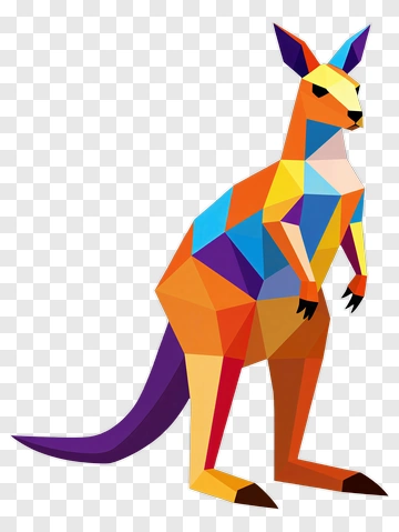 Colorful Polygonal Kangaroo PNG