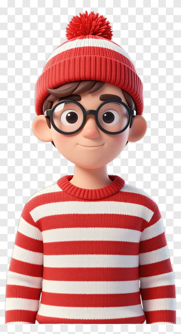 3D Boy In Striped Sweater And Beanie PNG