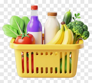 Grocery Basket Filled With Fresh Produce PNG