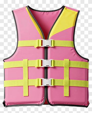 Pink Life Jacket With Yellow Straps PNG
