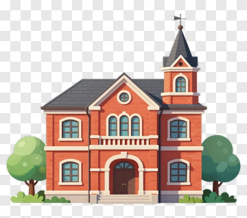 Colorful House With Trees PNG