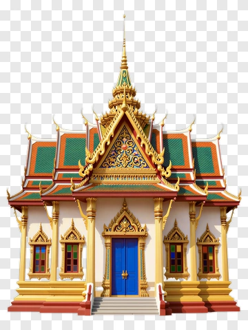 Thai Temple With Ornate Architecture PNG
