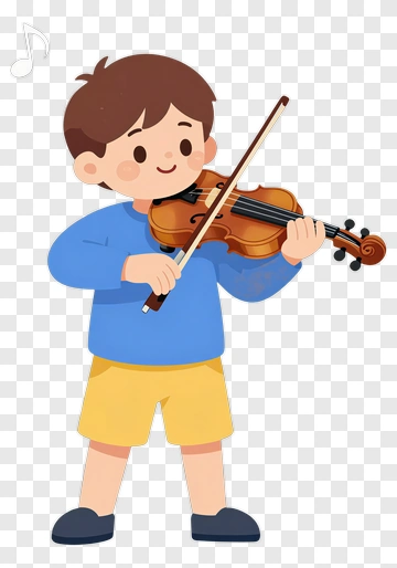 Cartoon Boy Playing Violin PNG