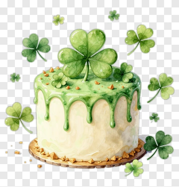 St. Patrick's Day Cake With Shamrocks PNG