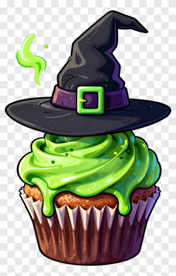 Halloween Cupcake With Witch Hat PNG
