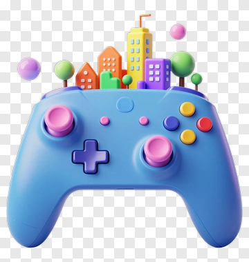 Colorful Game Controller With Miniature City PNG