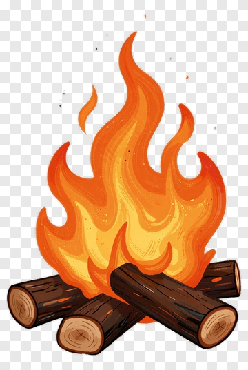 Campfire With Flames And Logs PNG