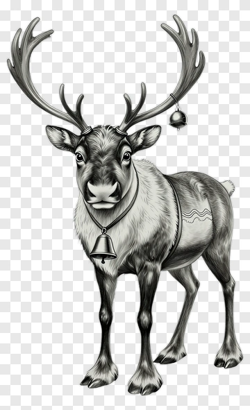 Cartoon Reindeer With Bells PNG