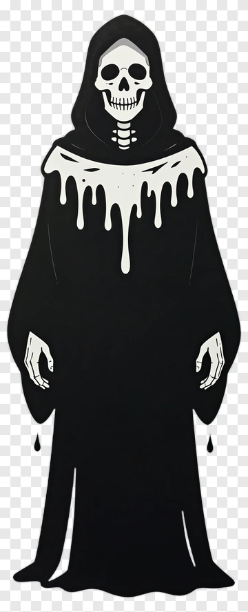 Cartoon Grim Reaper With Dripping Cloak PNG